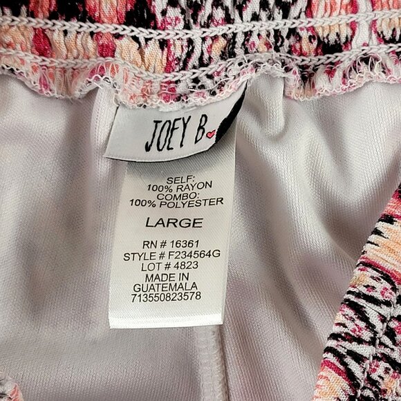 Womens Tiered Gauze Maxi Skirt Pink White Black Geometric size Large NWOT JH1552 - Picture 3 of 3